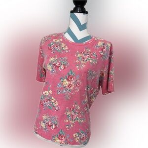Vintage Jaclyn Sport Pink Flower Print Tee with Shoulder Pads size Medium